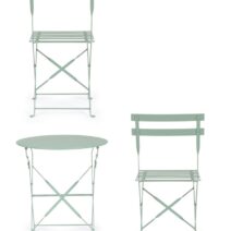 Set bistrot WISSANT con tavolo e 2 sedie in acciaio tiffany