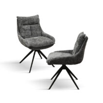 Set di 2 Poltroncine ZERMATT in tessuto grigio e gambe in metallo antracite