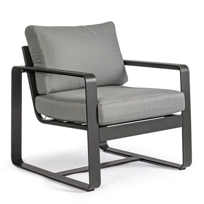 Set di 2 poltrone MERRIGAN in alluminio antracite e tessuto grigio