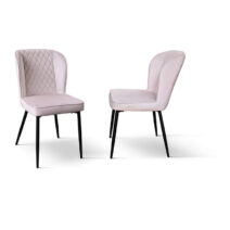 Set di 4 sedie SOHO in velluto rosa e gambe in metallo antracite
