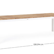 Tavolo allungabile CAMERON in alluminio bianco e legno teak 228x100 cm - 294x100 cm