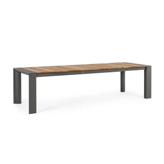 Tavolo allungabile CAMERON in alluminio antracite e legno teak 228x100 cm - 294x100 cm