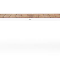Tavolo allungabile CAMERON in alluminio bianco e legno teak 253x110 cm - 384x110 cm