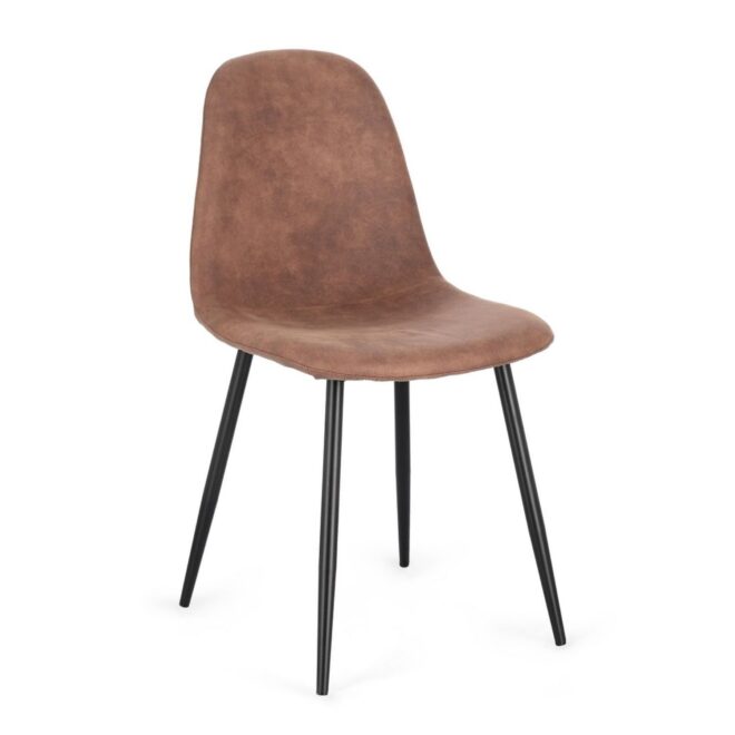 Set di 4 sedie IRELIA in similpelle cognac e acciaio antracite