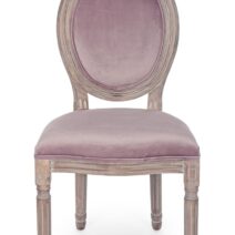 Set di 2 poltroncine MATHILDE tessuto effetto velluto rosa antico e legno invecchiato