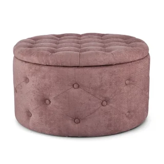 Pouf contenitore porta scarpe ERNESTINE in tessuto rosa scuro