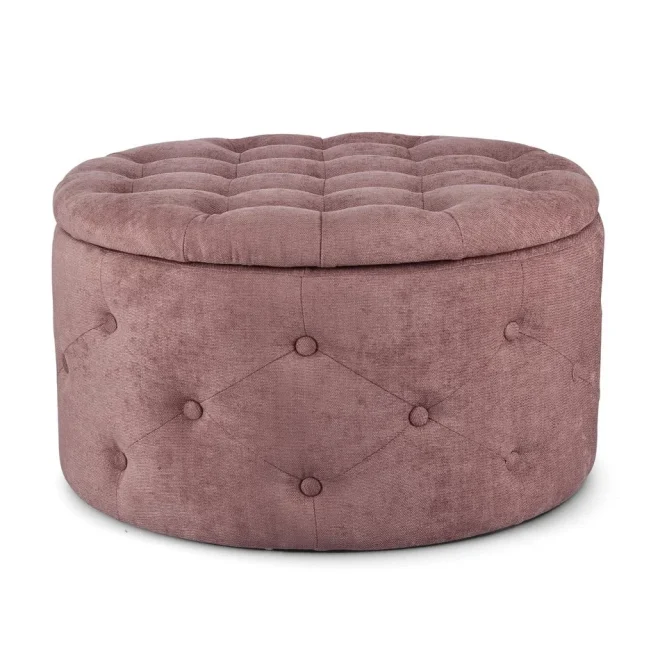 Pouf contenitore porta scarpe ERNESTINE in tessuto rosa scuro