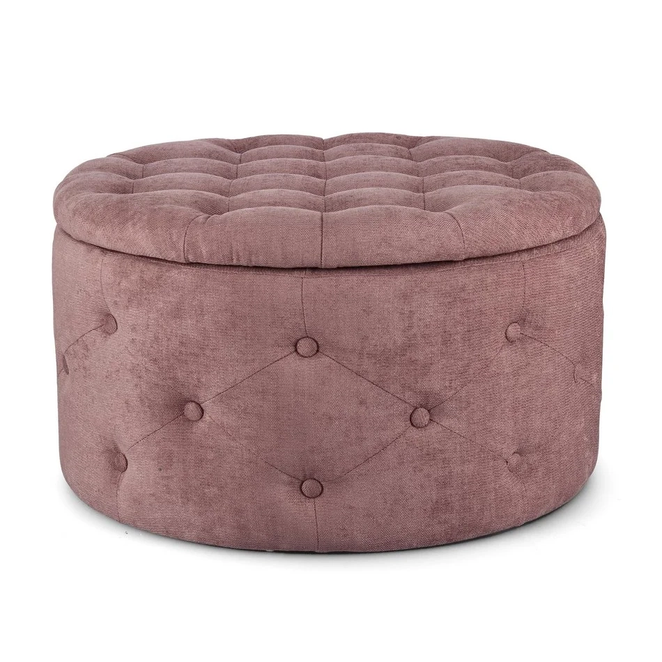 Pouf contenitore porta scarpe ERNESTINE in tessuto rosa scuro