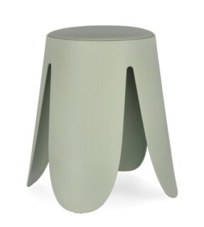 Set di 2 sgabelli IMOGEN in polipropilene verde oliva e cuscino in similpelle verde oliva