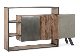 Credenza MANCHESTER in legno di mango e acciaio nero, 175x38x100 cm