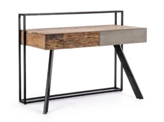 Scrivania MANCHESTER in legno di mango e acciaio nero, 120x60 cm