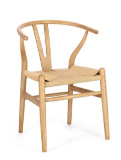 Set di sedie ARTAS in legno di olmo naturale e seduta corda di carta naturale