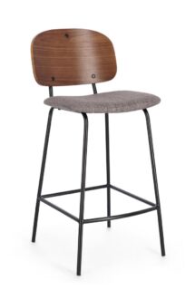 Set di 2 sgabelli SIENNA in tessuto grigio e legno di pioppo marrone
