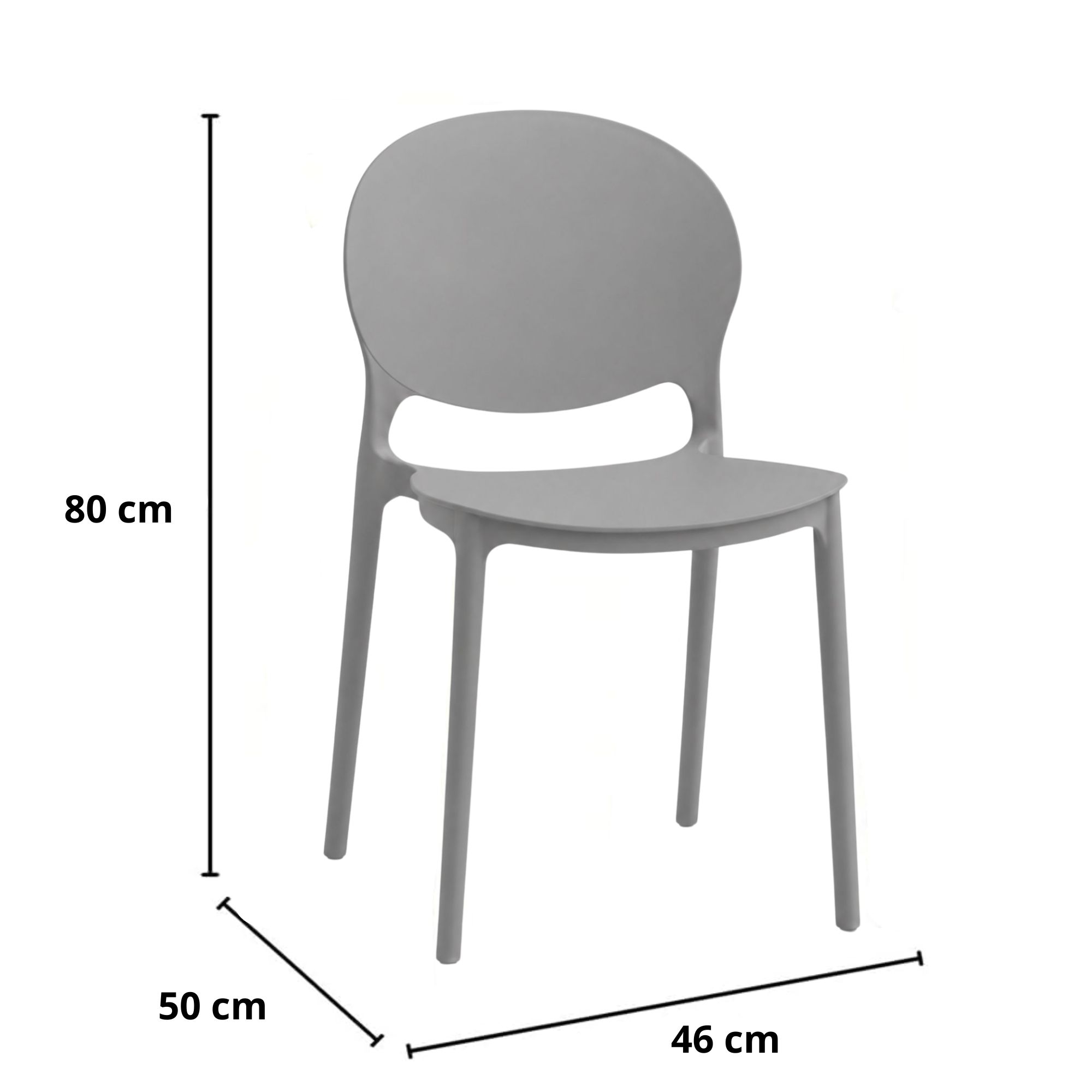 Set di sedie SANTA CRUZ in polipropilene grigio, impilabili