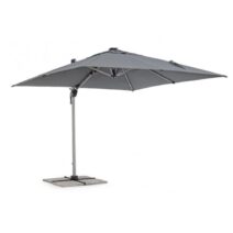 Ombrellone a braccio INES con luci LED in alluminio anodizzato e telo grigio scuro 3x3