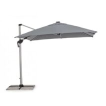 Ombrellone a braccio INES con luci LED in alluminio anodizzato e telo grigio scuro 3x3