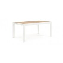 Tavolo allungabile BELMAR effetto legno e struttura in alluminio bianca 160x100 cm - 240x100 cm