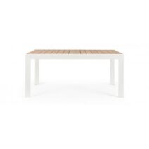 Tavolo allungabile BELMAR effetto legno e struttura in alluminio bianca 160x100 cm - 240x100 cm
