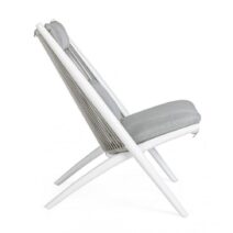 Set di poltrone ALOHA in alluminio bianco e intreccio di corda grigio, con cuscini