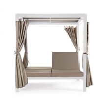 Daybed DREAM con struttura in alluminio bianco e lettini reclinabili tortora