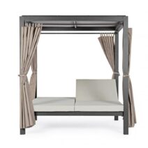 Daybed DREAM con struttura in alluminio antracite e lettini reclinabili beige