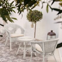 Set di 4 poltrone ALLISS in rattan bianco, impilabile