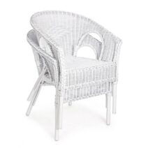 Set di 4 poltrone ALLISS in rattan bianco, impilabile