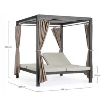 Daybed DREAM con struttura in alluminio antracite e lettini reclinabili beige