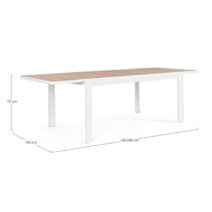 Tavolo allungabile BELMAR effetto legno e struttura in alluminio bianca 160x100 cm - 240x100 cm