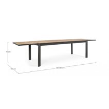 Tavolo allungabile BELMAR effetto legno e struttura in alluminio antracite 220x100 cm - 340x100 cm