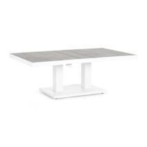 Tavolo TRUMAN in ceramica e struttura bianca con altezza regolabile 140x85x49 cm - 140x85x72 cm