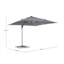 Ombrellone a braccio INES con luci LED in alluminio anodizzato e telo grigio scuro 3x3