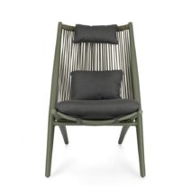 Set di poltrone ALOHA in alluminio verde e intreccio di corda verde, con cuscini