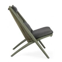 Set di poltrone ALOHA in alluminio verde e intreccio di corda verde, con cuscini