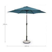 Ombrellone rotondo KALIFE con palo centrale in alluminio e telo blu 2,7m