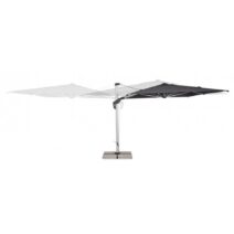 Ombrellone a sospensione ARIES con palo in alluminio anodizzato e telo grigio scuro 3x4