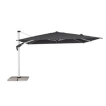 Ombrellone a sospensione ARIES con palo in alluminio anodizzato e telo grigio scuro 4x4