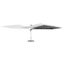 Ombrellone a sospensione ARIES con palo in alluminio anodizzato e telo grigio scuro 4x4