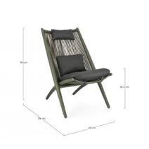 Set di poltrone ALOHA in alluminio verde e intreccio di corda verde, con cuscini