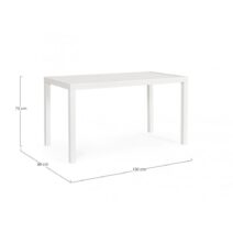 Tavolo fisso HILDE struttura alluminio bianca 130x68 cm