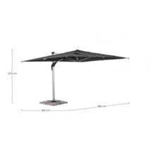 Ombrellone a sospensione ARIES con palo in alluminio anodizzato e telo grigio scuro 3x4