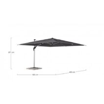 Ombrellone a sospensione ARIES con palo in alluminio anodizzato e telo grigio scuro 4x4