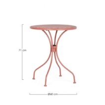 Tavolo LIZETTE in acciaio rosso chiaro Ø60 cm