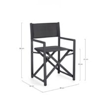 Set di sedie TAYLOR in alluminio antracite e textilene antracite, pieghevoli
