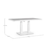 Tavolo TRUMAN in ceramica e struttura bianca con altezza regolabile 140x85x49 cm - 140x85x72 cm