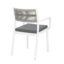 Set di 4 sedie ALVIN in polipropilene bianco e corda intrecciata grigio chiaro, con braccioli