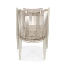 Set di poltrone ALOHA in alluminio beige e intreccio di corda beige, con cuscini