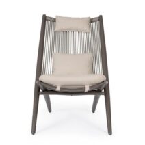 Set di poltrone ALOHA in alluminio marrone e intreccio di corda marrone, con cuscini