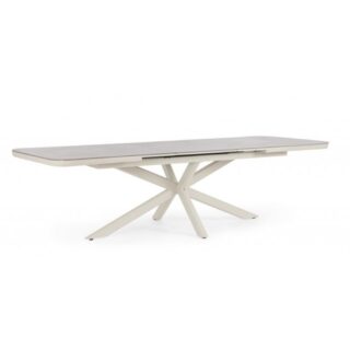 Tavolo allungabile PASCAL in pietra naturale e struttura in alluminio beige 200x100 cm - 260x100 cm