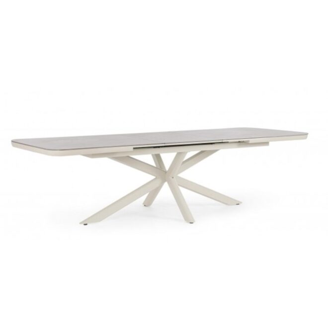 Tavolo allungabile PASCAL in pietra naturale e struttura in alluminio beige 200x100 cm - 260x100 cm